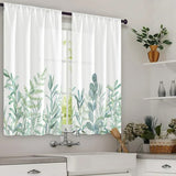 Pair of Kitchen Curtains Room Door Blackout Curtains Home Decor Green