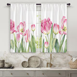 Pair of Kitchen Curtains Room Door Blackout Curtains Home Decor Pink