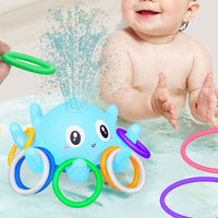 Octopus Pool Water Toy Toddle Bath Toy Octopus Spray Induction Floating Toy for Children Blue