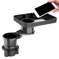 360 Degrees Rotating Car Cup Holder Tray Drink  Food Table with Phone Holder