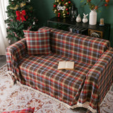 Christmas Printed Slipcover Sofa Cover Couch Protective Cover Christmas Decoration Brown