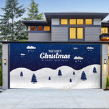 Christmas Garage Door Banner Decoration Hanging Christmas Backdrop Decoration Blue