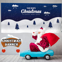 Christmas Garage Door Banner Decoration Hanging Christmas Backdrop Decoration Blue