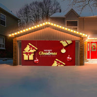 Christmas Garage Door Banner Decoration Hanging Christmas Backdrop Decoration Red