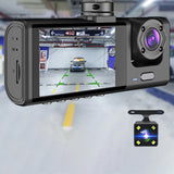 3 Channel Dash Cam Front and Rear Inside 1080P Full HD 170 Degree Wide Angle Dashboard Camera with 32GB SD Card