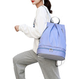 Travel Sports Dry and Wet Separation Backpack with Shoes Compartment Blue