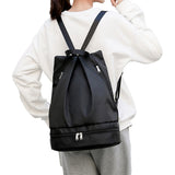 Travel Sports Dry and Wet Separation Backpack with Shoes Compartment Black