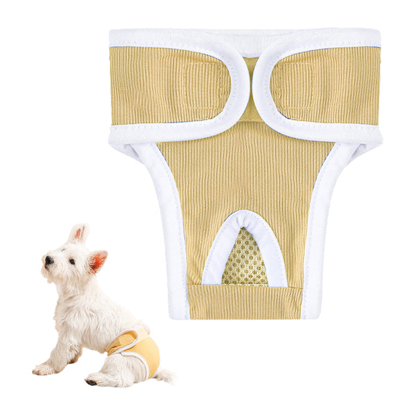 2Pcs Reusable Female Dog Nappy Diapers Hygiene Sanitary Pants Underpants Yellow