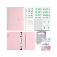 100 Envelope Challenge Binder Budget Planner Savings Book with 200 Card Slots Pink