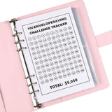 100 Envelope Challenge Binder Budget Planner Savings Book with 200 Card Slots Pink