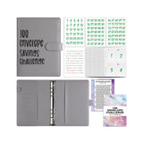 100 Envelope Challenge Binder Budget Planner Savings Book with 200 Card Slots Grey