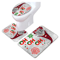 3Pcs Set Christmas Non-Slip Bathroom Floor Mat Toilet Lid Cover Toilet Mat Bathroom Decor Style 1