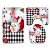 3Pcs Set Christmas Non-Slip Bathroom Floor Mat Toilet Lid Cover Toilet Mat Bathroom Decor Style 3