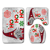 3Pcs Set Christmas Non-Slip Bathroom Floor Mat Toilet Lid Cover Toilet Mat Bathroom Decor Style 1