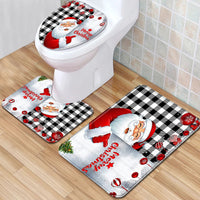 3Pcs Set Christmas Non-Slip Bathroom Floor Mat Toilet Lid Cover Toilet Mat Bathroom Decor Style 3