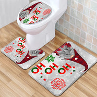 3Pcs Set Christmas Non-Slip Bathroom Floor Mat Toilet Lid Cover Toilet Mat Bathroom Decor Style 1