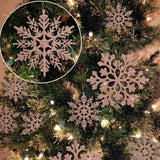 36 Pieces Plastic Snowflake Ornaments Christmas Decorations Hanging Snowflake Decorations Rose Gold