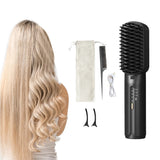 Portable Hair Straightener Rechargeable Negative Ion Straightening Comb Black