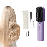 Portable Hair Straightener Rechargeable Negative Ion Straightening Comb Purple