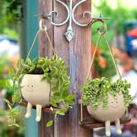 Swing Face Planter Pot Creative Hanging Resin Succulent Flower Plant Pot