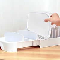 Expandable Kitchen Container Lid Organizer with Dividers Adjustable Lid Storage Tray