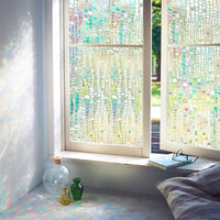 300 x 45cm Rainbow Static Cling Window Privacy Film Non Adhesive Stained Glass Sun Blocking Door Decals Home Office Decor