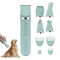 4-in-1 Dog Hair Clipper Dog Paw Trimmer Dog Grooming Kit Green