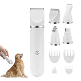 4-in-1 Dog Hair Clipper Dog Paw Trimmer Dog Grooming Kit White