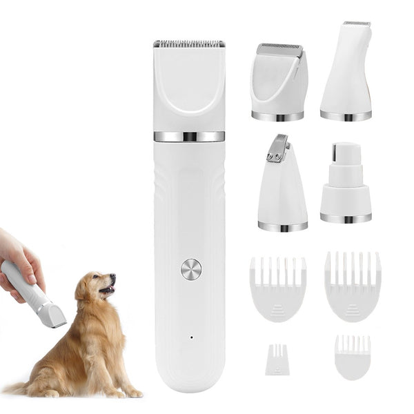 4-in-1 Dog Hair Clipper Dog Paw Trimmer Dog Grooming Kit White