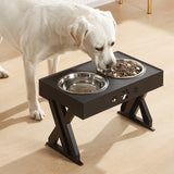 Elevated Dog Bowl  Feeder Adjustable Height Raised Stand Pet Feeder with Double Bowl