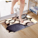 3Pcs Non-Slip Bath Mat Bathroom Contour Toilet Seat Lid Cover Set Style 2