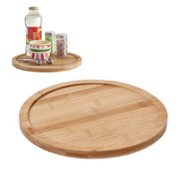 Bamboo Lazy Susan Turntable Rotating Organizer Tray Kitchen Spice Rack