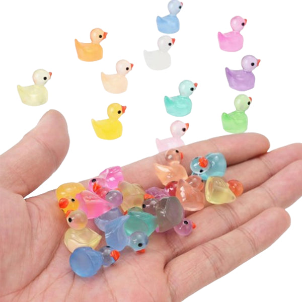 50Pcs Mini Glow in the Dark Ducks Miniature Figures Decor Tiny Ducks for Party Favor