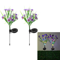 2Pcs Set Solar Flower Lights Garden LED Decorative Stake Light Outdoor Yard Patio Decor Purple