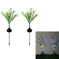 2Pcs Set Solar Flower Lights Garden LED Decorative Stake Light Outdoor Yard Patio Decor White