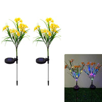 2Pcs Set Solar Flower Lights Garden LED Decorative Stake Light Outdoor Yard Patio Decor Yellow