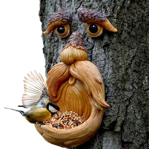 Tree Face Bird Feeder Old Man Face Sculpture Tree Decorations