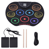 9-Pad Electronic Drum Set Portable Roll-Up Colorful Drum Pad