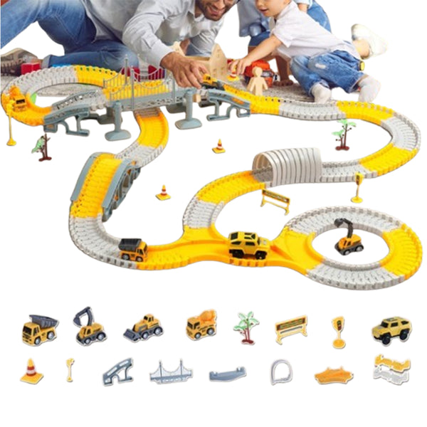 Kids Construction Race DIY Tracks Toys  Electric Car Toys Road Race Playset