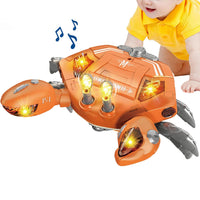 Electric Musical Crawling Crab Toy for Kids Light-up Walking Dancing Crab Toy Orange