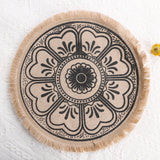 Set of 2Pcs Jute Woven Coaster Round Placemat Kitchen Dining Table Decor Style 3