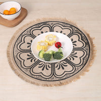 Set of 2Pcs Jute Woven Coaster Round Placemat Kitchen Dining Table Decor Style 3