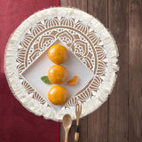 Set of 4Pcs Jute Woven Coaster Round Placemat Kitchen Dining Table Decor Style 2