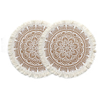 Set of 2Pcs Jute Woven Coaster Round Placemat Kitchen Dining Table Decor Style 4