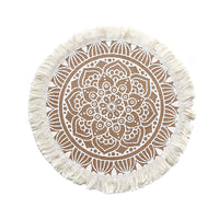 Set of 2Pcs Jute Woven Coaster Round Placemat Kitchen Dining Table Decor Style 4