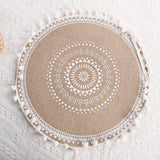 Set of 2Pcs Jute Woven Coaster Round Placemat Kitchen Dining Table Decor Style 1