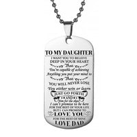 2Pcs DAD To Son Daughter Inspirational Necklace Inspirational Message Pendant Gift