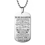 2Pcs DAD To Son Daughter Inspirational Necklace Inspirational Message Pendant Gift