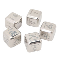 5Pcs Food Decision Dice 30 Food Patterns Exciting Meal Planner Metal Dice for Couples Dating Night