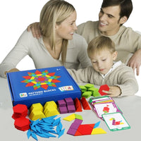 155Pcs Set Geometric Blocks Innovative Fun Early Educational Wooden Puzzle Set for Children